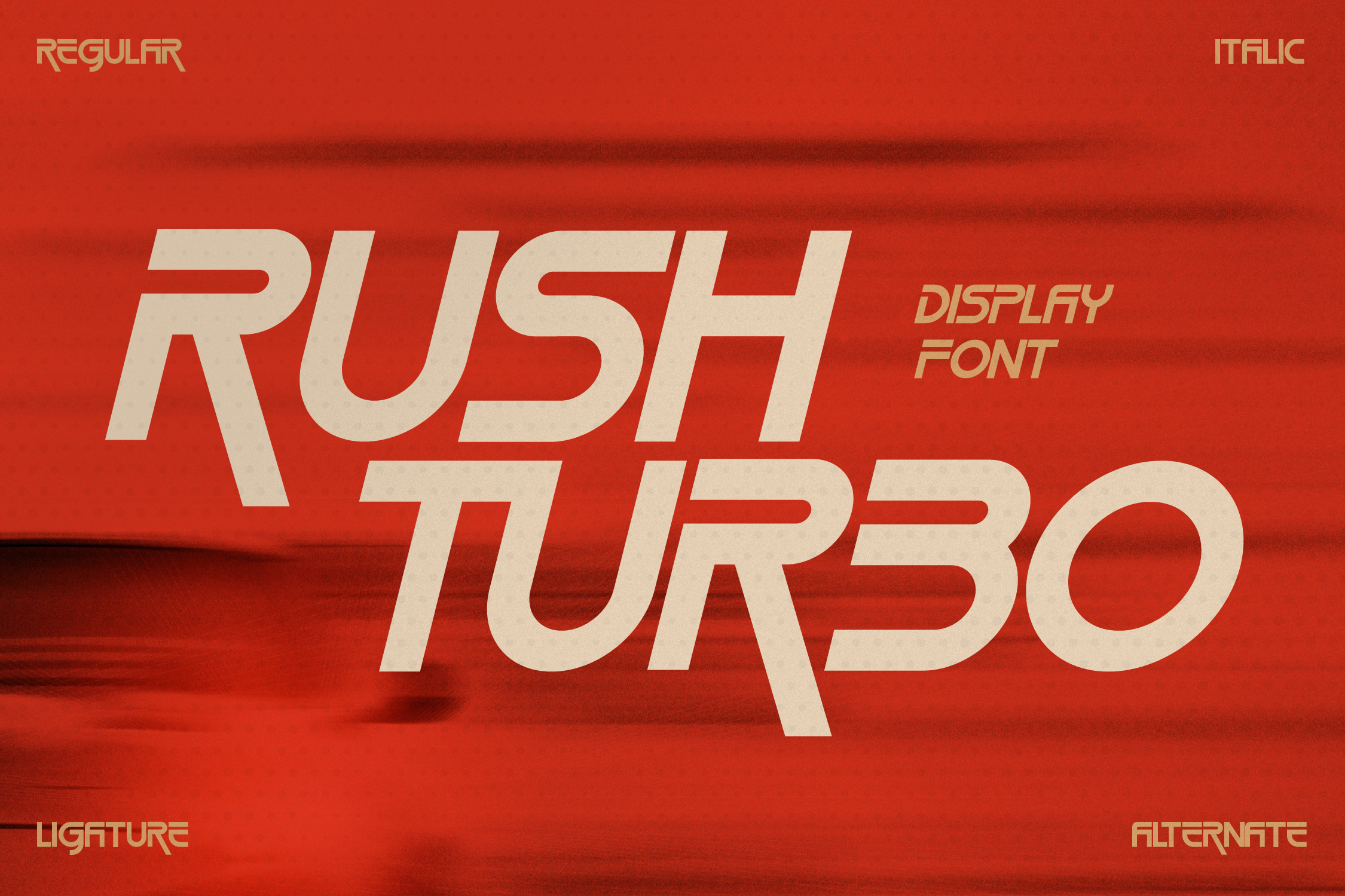 Ejemplo de fuente Rush Turbo Italic