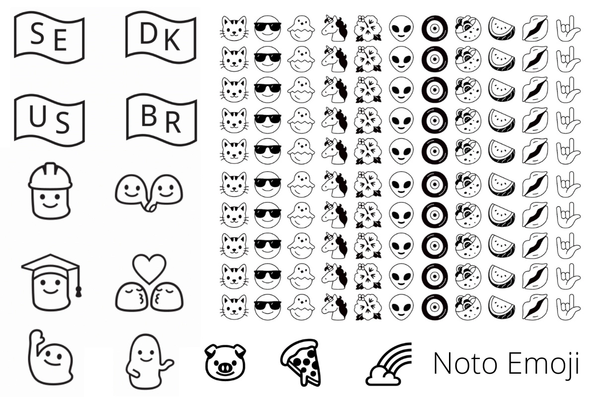 Ejemplo de fuente Noto Emoji