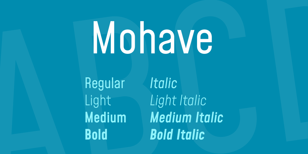 Ejemplo de fuente Mohave Light Italic