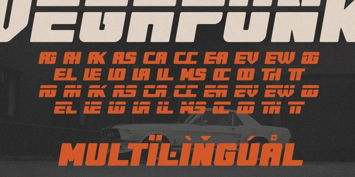 Ejemplo de fuente Vegapunk Wide Italic