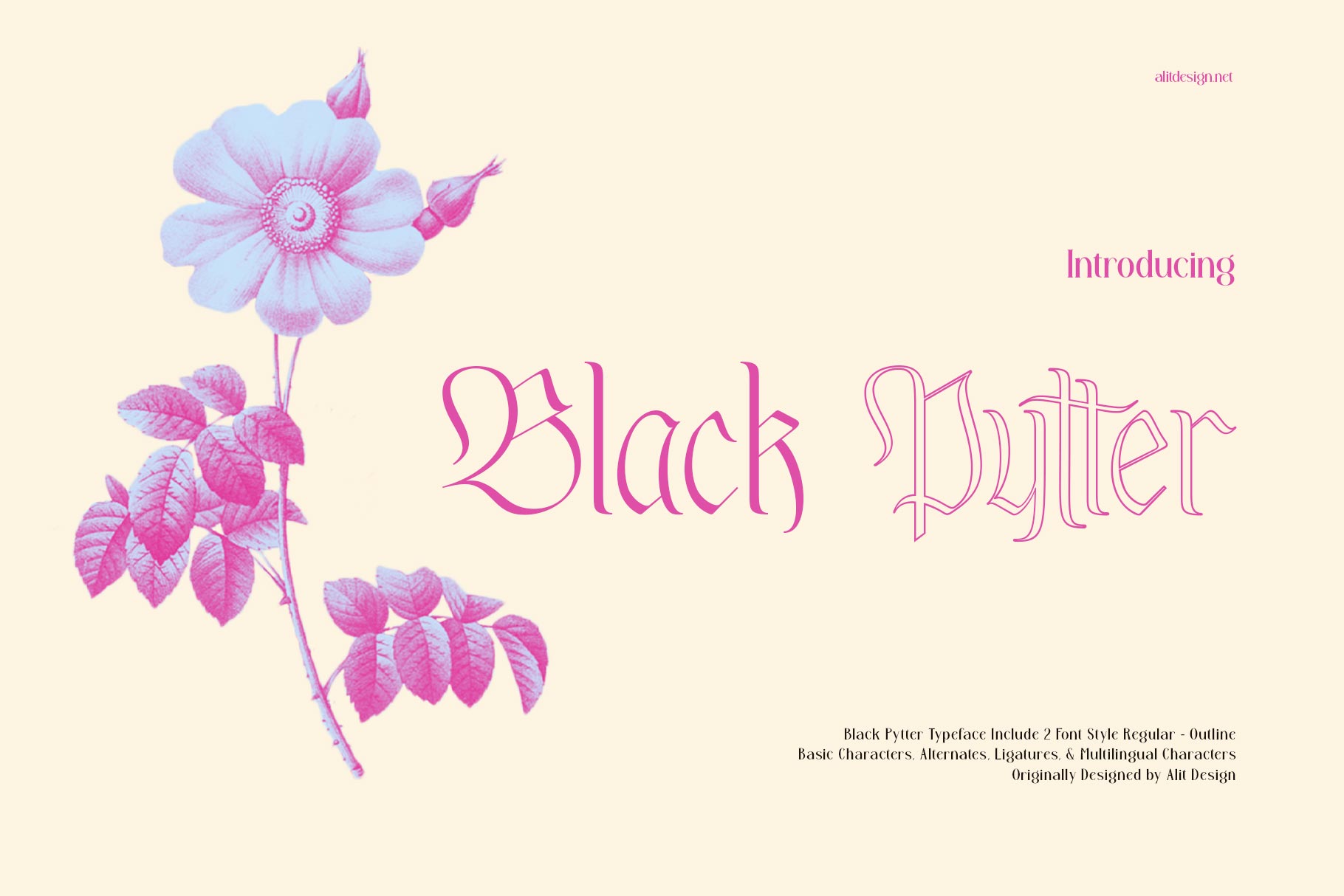 Ejemplo de fuente Black Pytter Outline