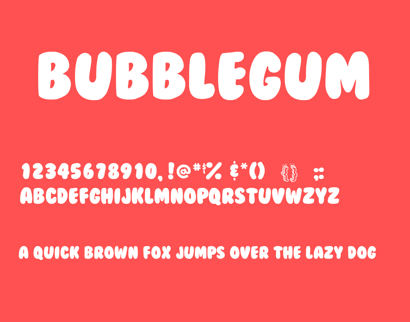 Ejemplo de fuente BubbleGum Regular