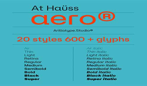 Ejemplo de fuente At Hauss Aero Super Italic