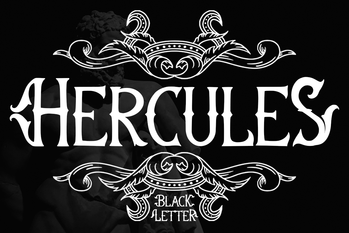 Ejemplo de fuente Hercules BlackLetter Regular