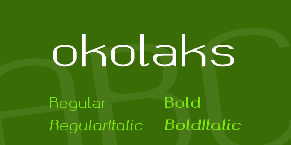 Ejemplo de fuente Okolaks Italic