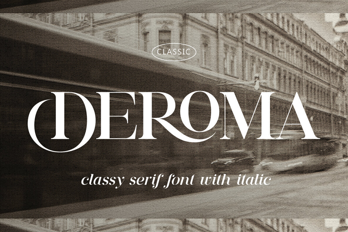 Ejemplo de fuente Deroma Serif Italic