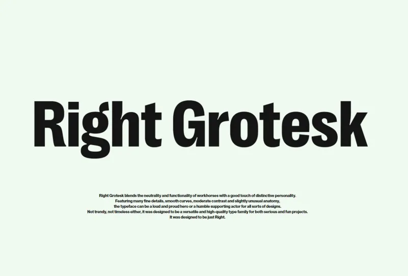Ejemplo de fuente Right Grotesk Small Light Italic