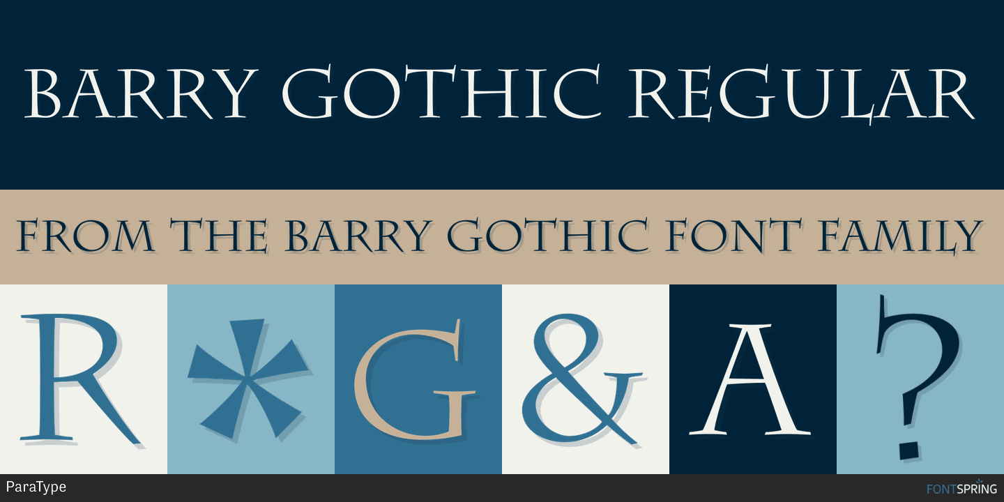 Ejemplo de fuente Barry Gothic Regular