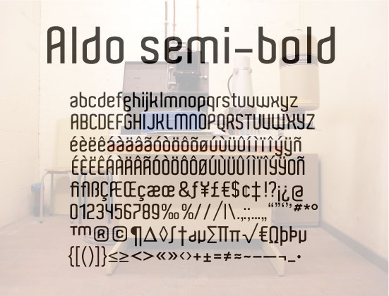 Ejemplo de fuente Aldo Bold