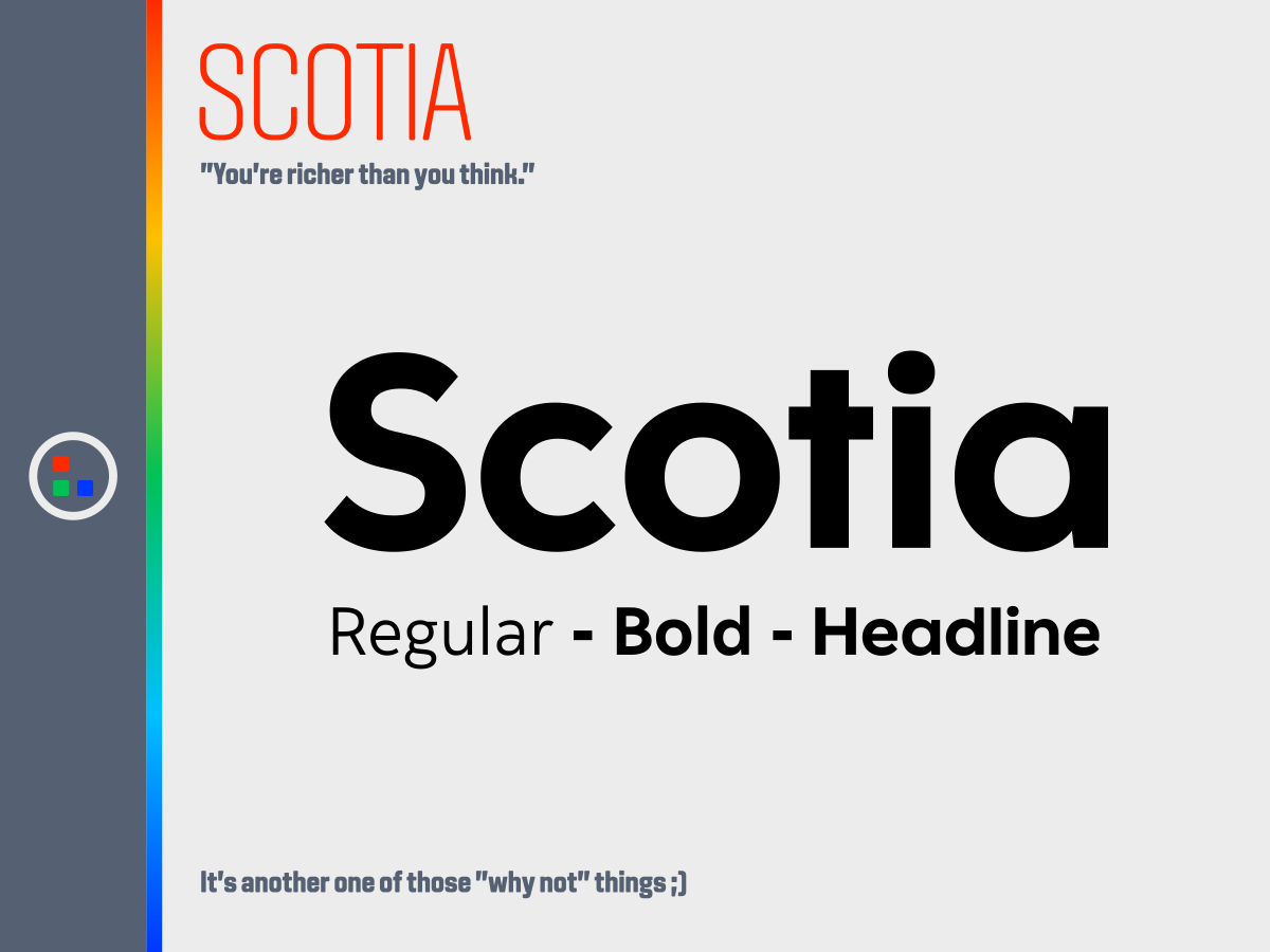 Ejemplo de fuente Scotia App Bold Italic