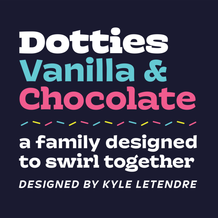 Ejemplo de fuente Dotties Chocolate Extra Light Italic