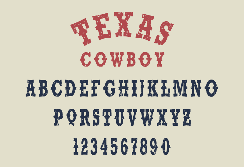 Ejemplo de fuente Texas Cowboy Regular