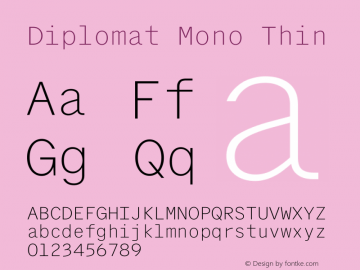 Ejemplo de fuente Diplomat Mono Light Italic