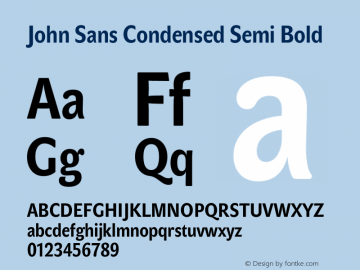 Ejemplo de fuente John Sans Condensed Medium Italic