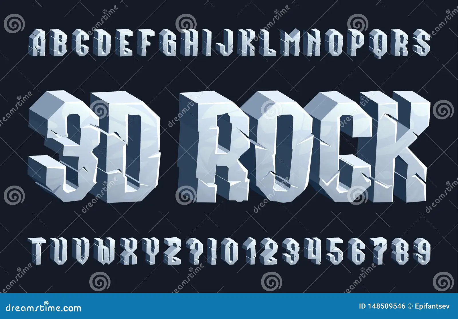 Ejemplo de fuente Rock 3D