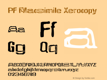 Ejemplo de fuente PF Macsimile Xerocopy