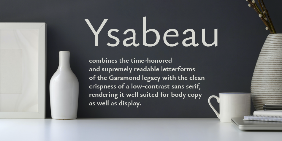 Ejemplo de fuente Ysabeau Office ExtraLight Italic