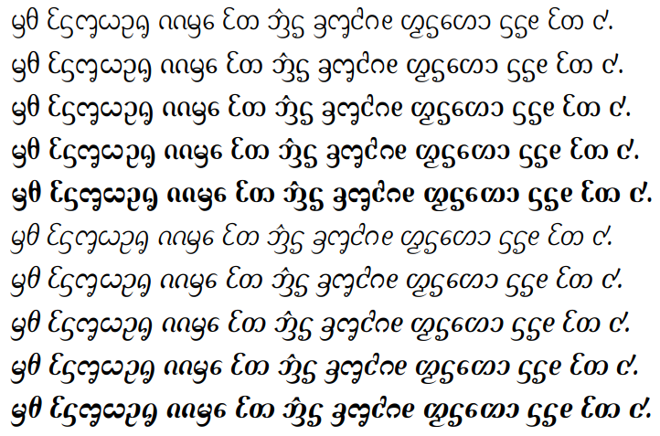 Ejemplo de fuente Dai Banna SIL Medium Italic