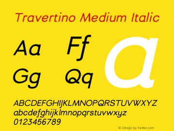 Ejemplo de fuente Travertino Medium Italic