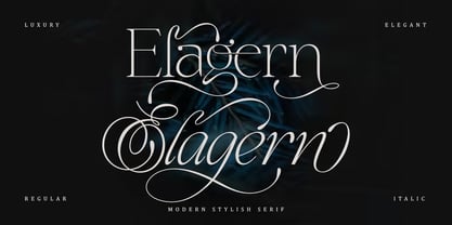 Ejemplo de fuente Elagern Italic
