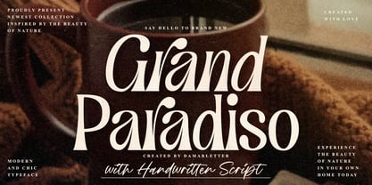 Ejemplo de fuente Grand Paradiso Italic