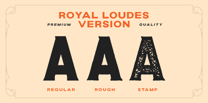 Ejemplo de fuente Royal Loudes Stamp