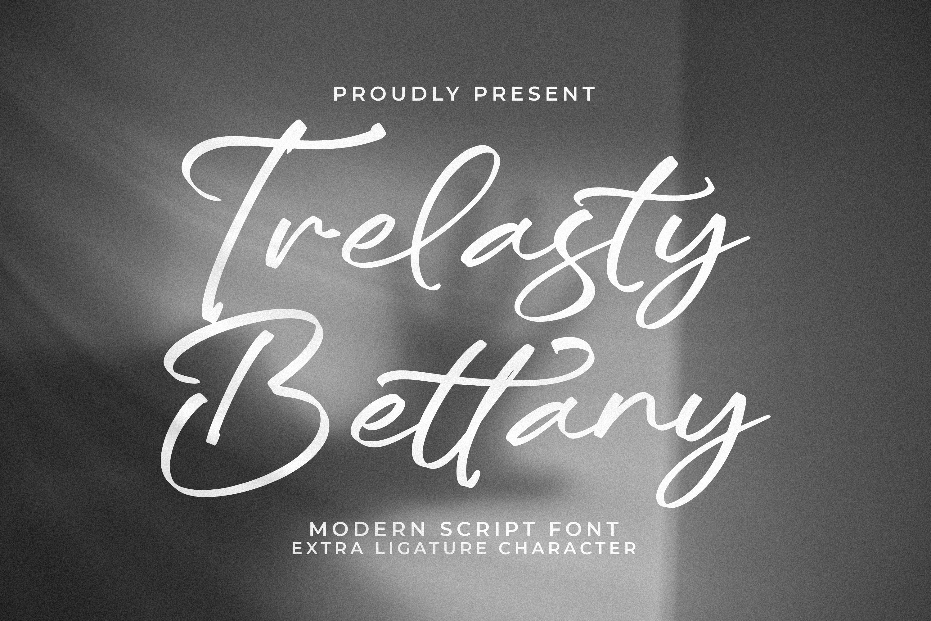 Ejemplo de fuente Trelasty Bettany Italic
