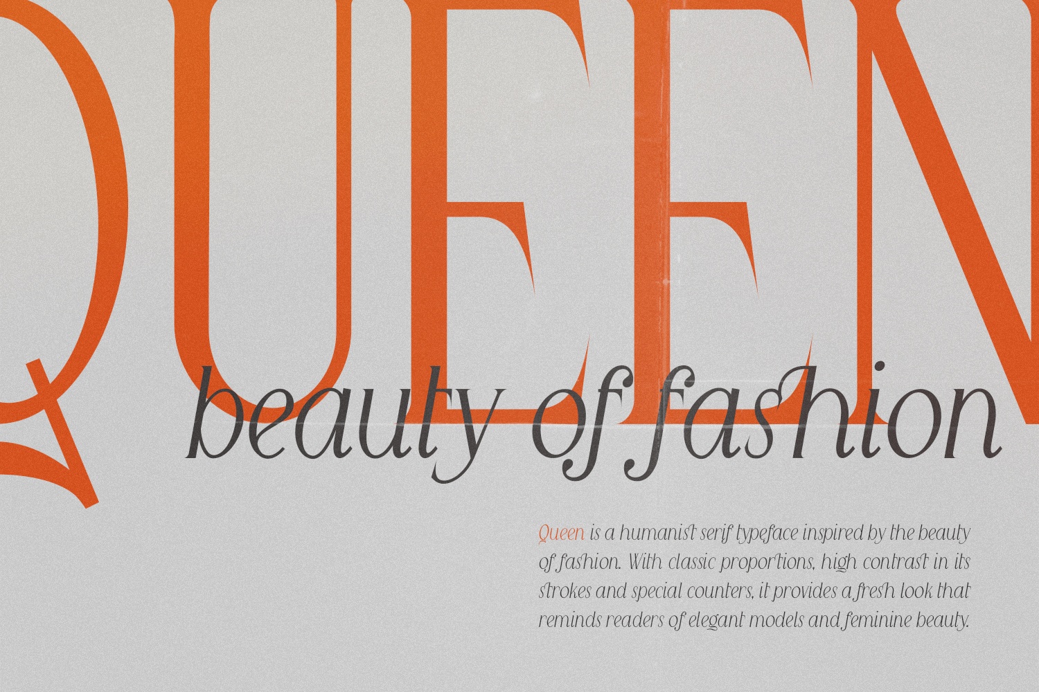 Ejemplo de fuente Queen Serif Serif Bold Italic