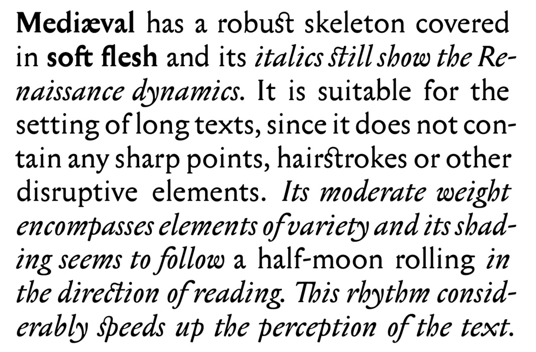 Ejemplo de fuente Mediaeval Bold Italic