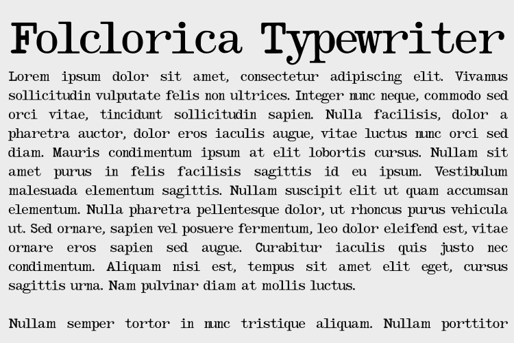 Ejemplo de fuente Folclorica Typewriter