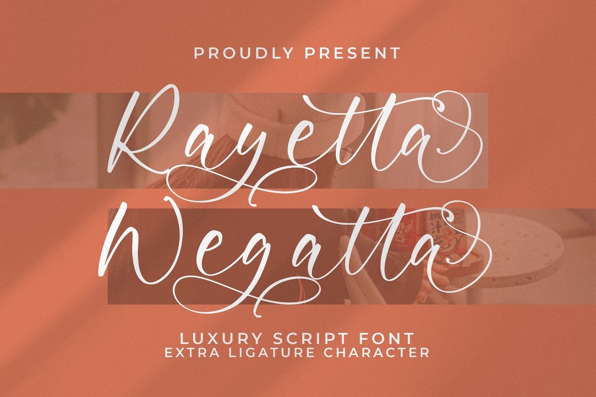 Ejemplo de fuente Rayetta Wegatta Regular