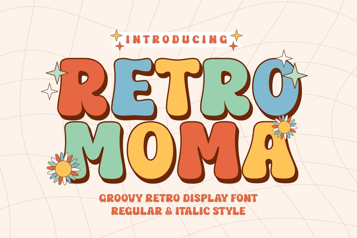 Ejemplo de fuente Retro Moma Italic