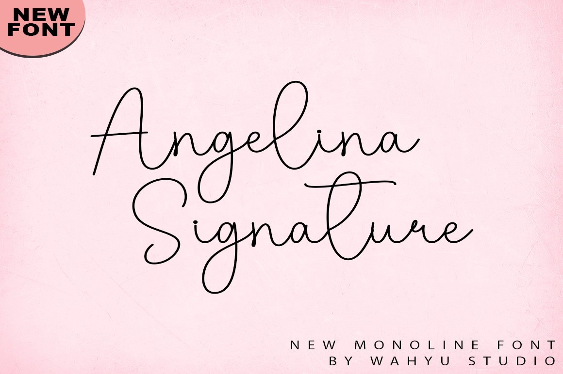 Ejemplo de fuente Angelina Signature Regular