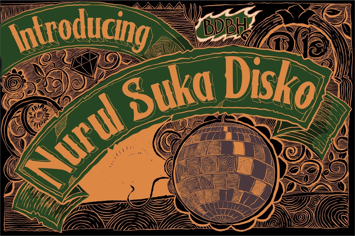 Ejemplo de fuente Nurul Suka Disko Regular