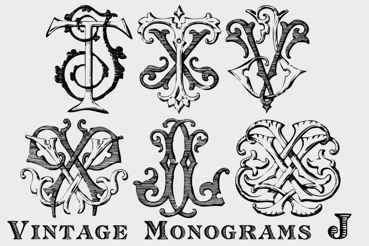 Ejemplo de fuente Monocracy Vintage Monograms J Regular