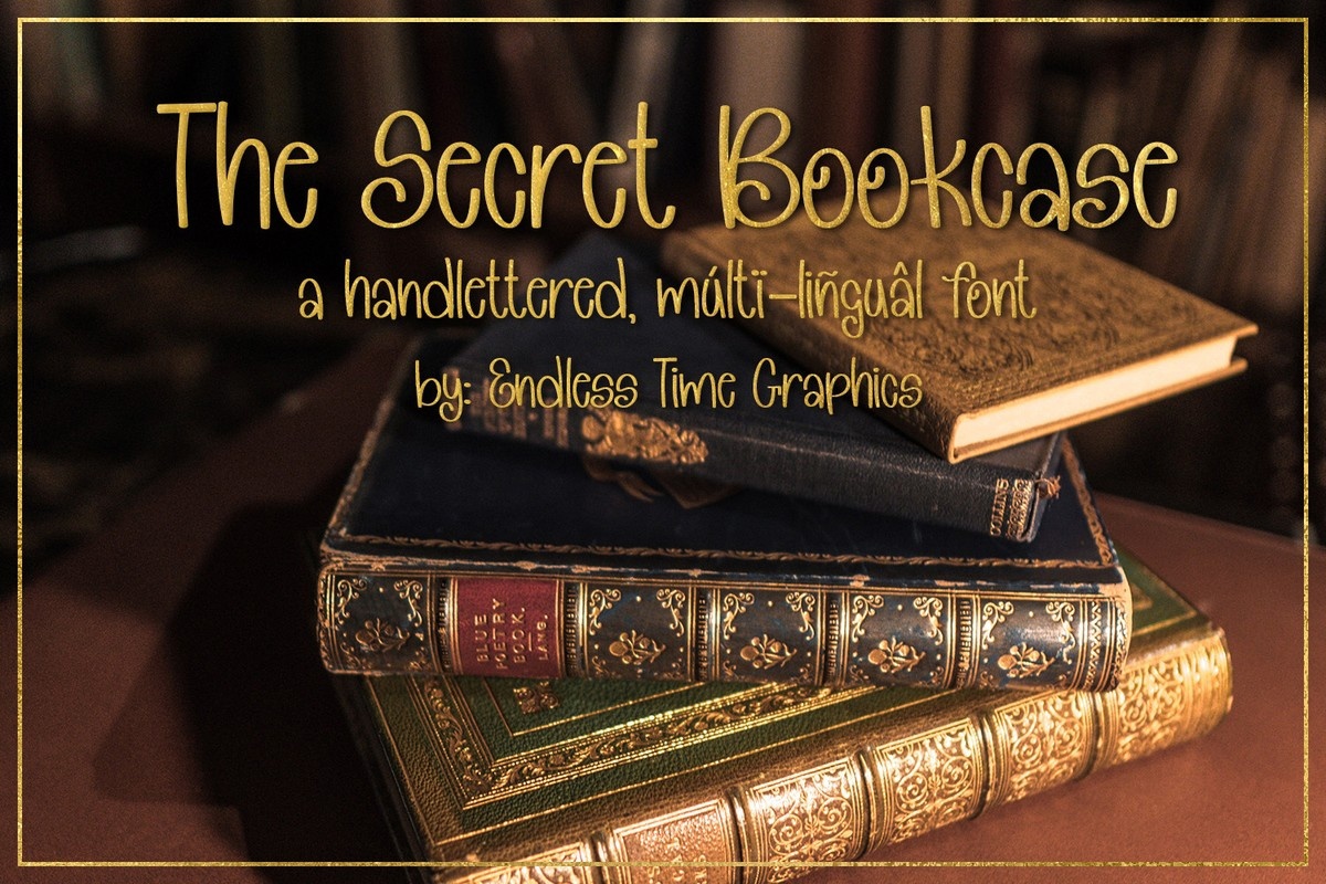 Ejemplo de fuente The Secret Bookcase Regular