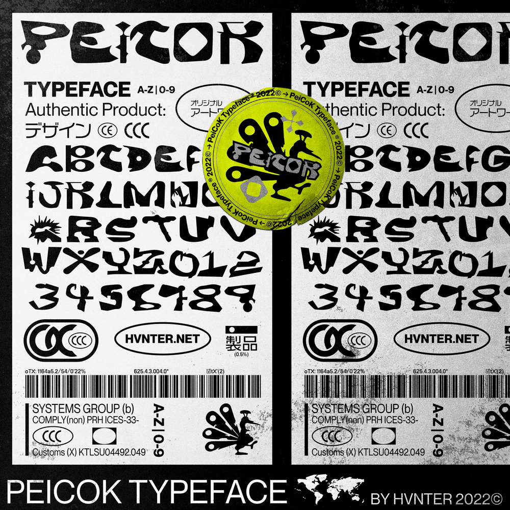 Ejemplo de fuente Peicok Typeface Regular