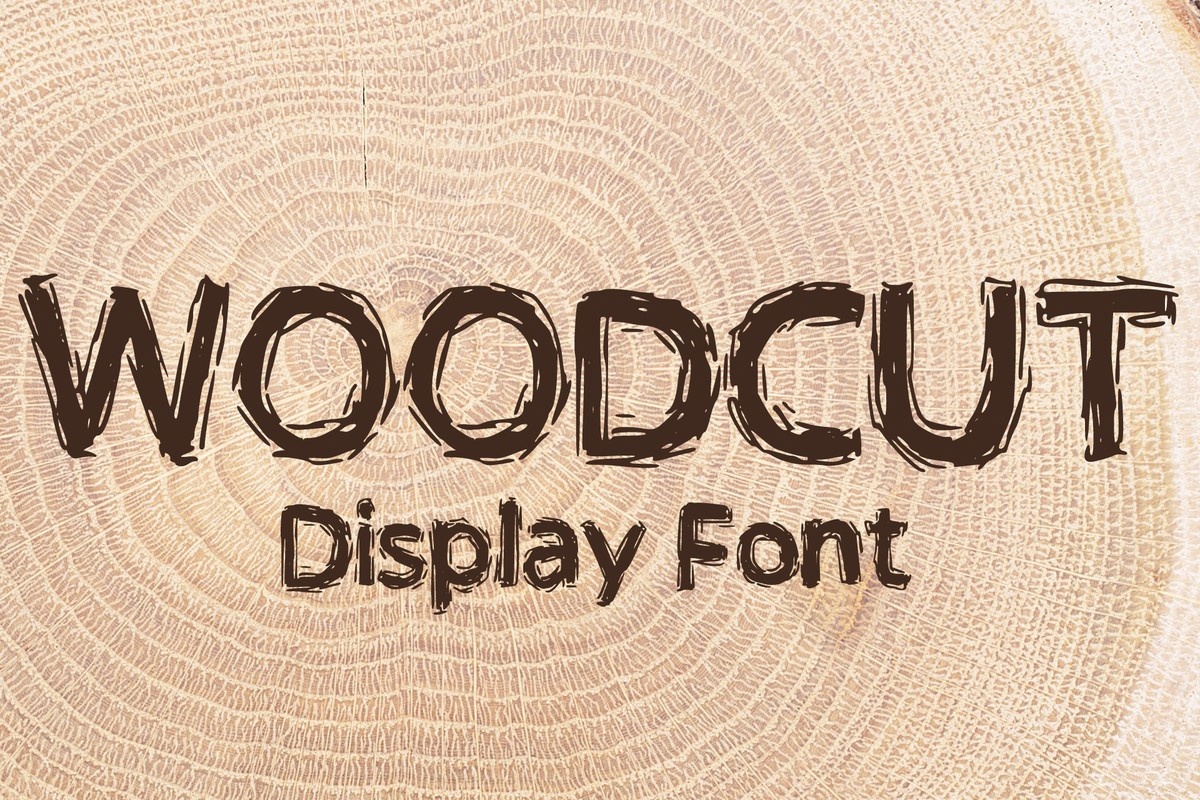 Ejemplo de fuente Woodcut Regular
