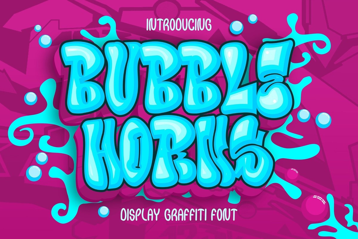 Ejemplo de fuente Bubble Horns Graffiti Regular