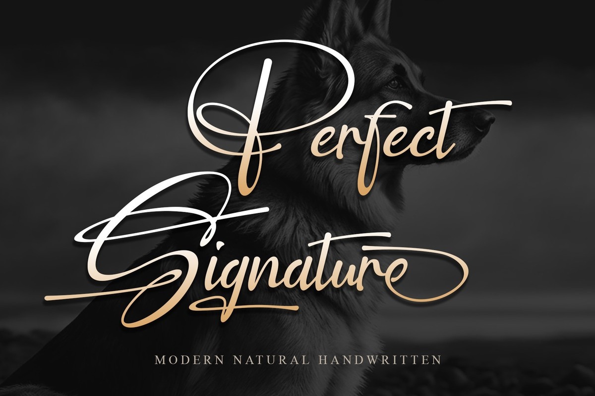 Ejemplo de fuente Perfect Signature Italic