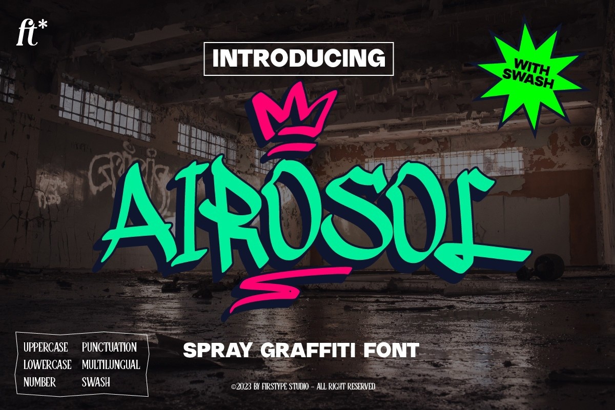 Ejemplo de fuente Airosol Spray Graffiti SwashOrnament