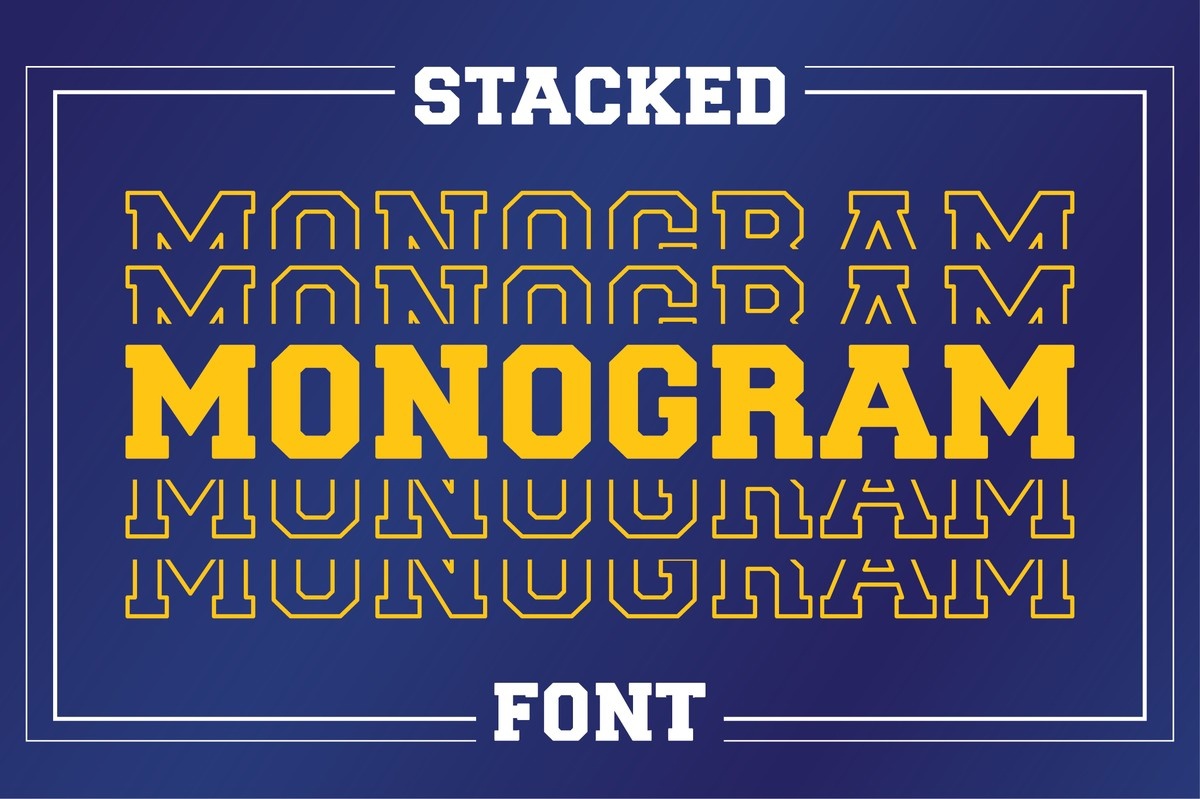 Ejemplo de fuente Stacked Monogram Regular