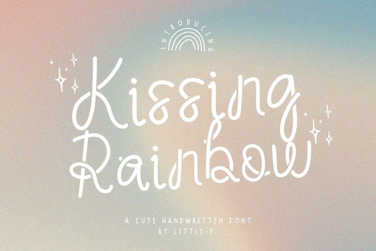 Ejemplo de fuente Kissing Rainbow Regular