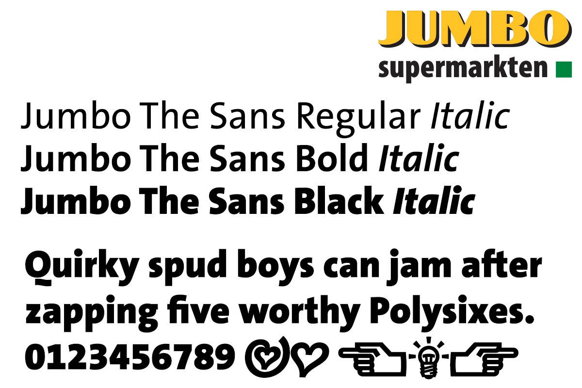 Ejemplo de fuente Jumbo The Sans subset-prices-Black