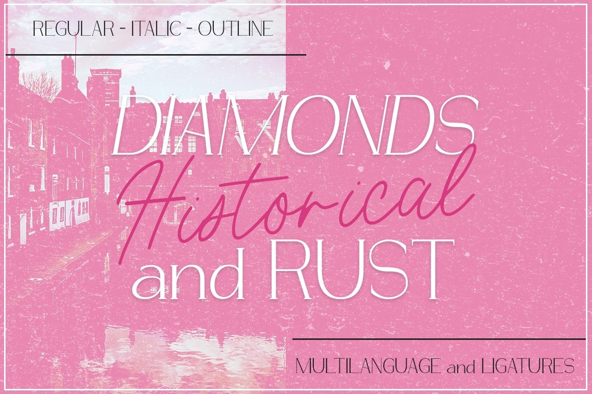 Ejemplo de fuente Diamonds and Rust Historical