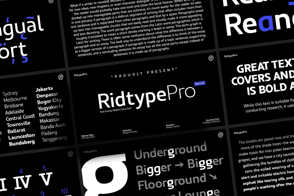 Ejemplo de fuente Ridtype Pro
