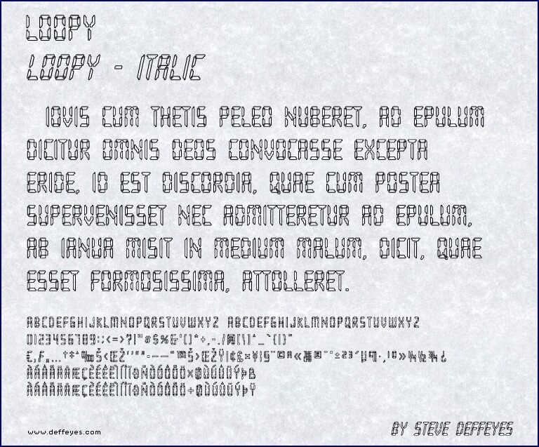 Ejemplo de fuente Loopy Italic