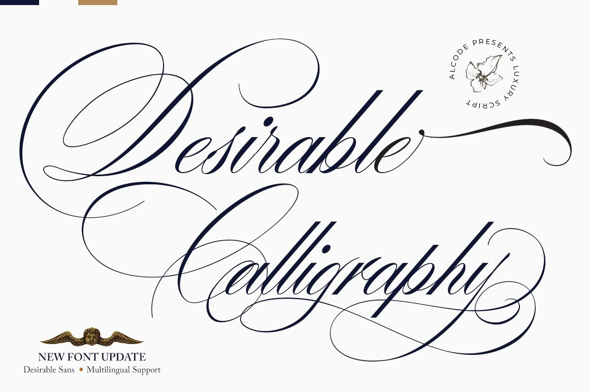 Ejemplo de fuente Desirable Calligraphy Regular