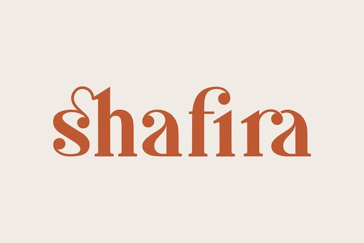 Ejemplo de fuente Shafira Regular