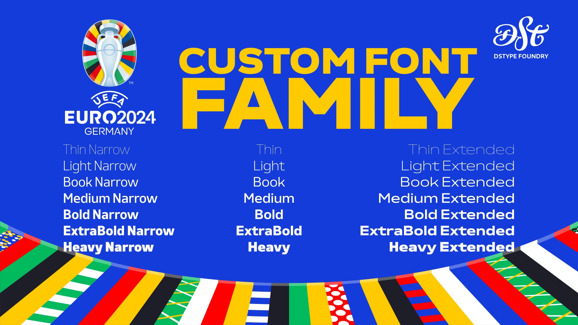 Ejemplo de fuente UEFA Euro 2024 custom Light Narrow